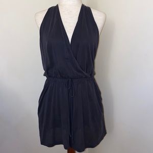 LUSH Navy Low V-Neck Crossover Racer Romper Size M